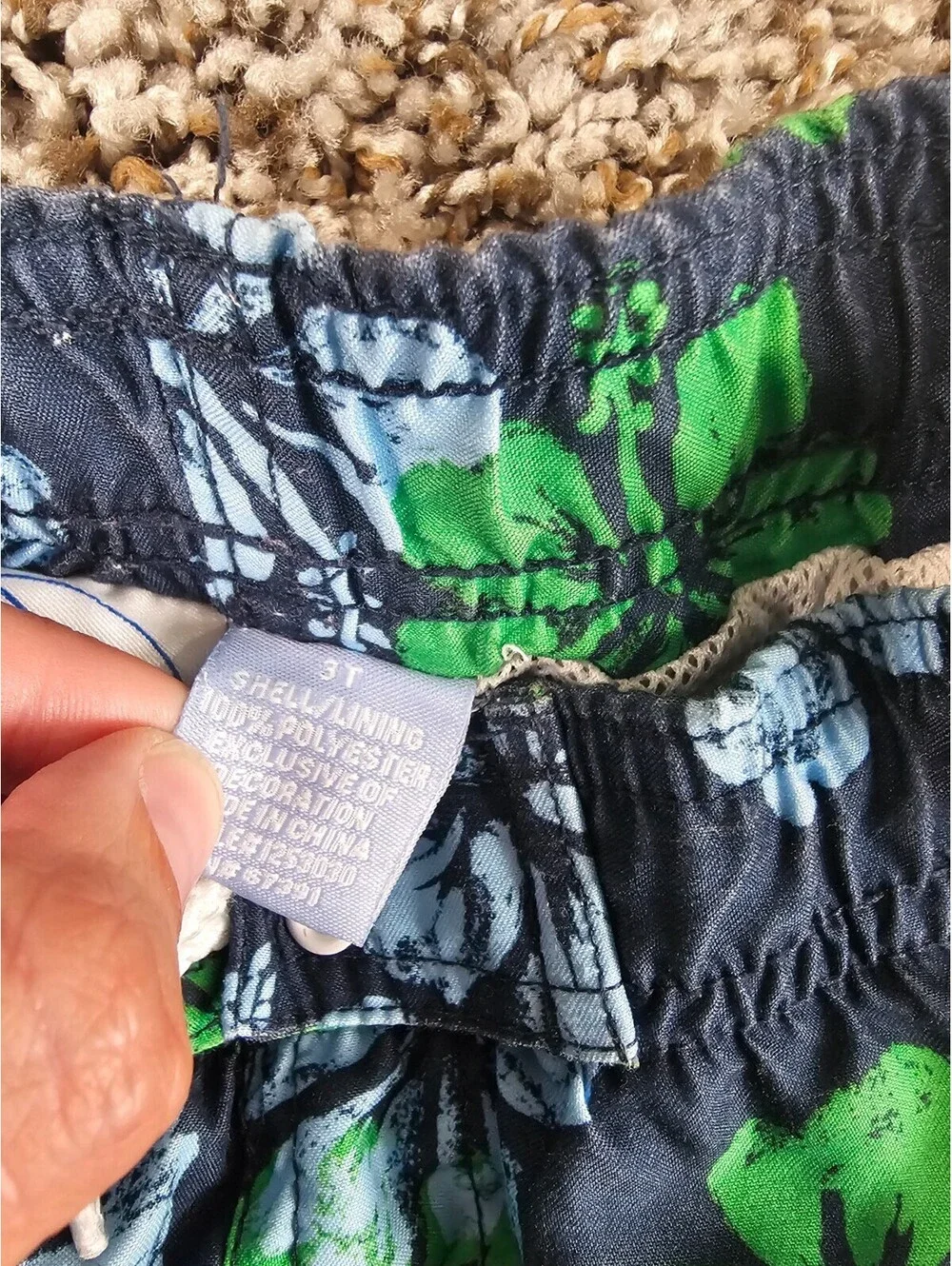 Disney Toddler Boys Sz 3T Swim Trunks Swimsuit Mickey Mouse Blue Green Floral